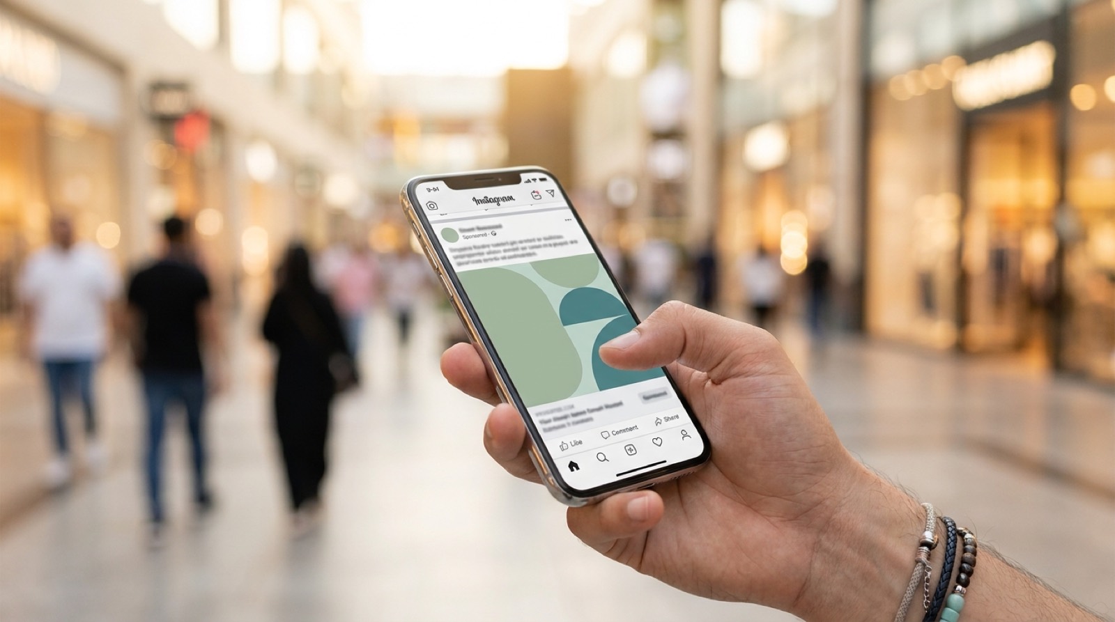 A Kuwait customer seeing a social media ad on a smartphone