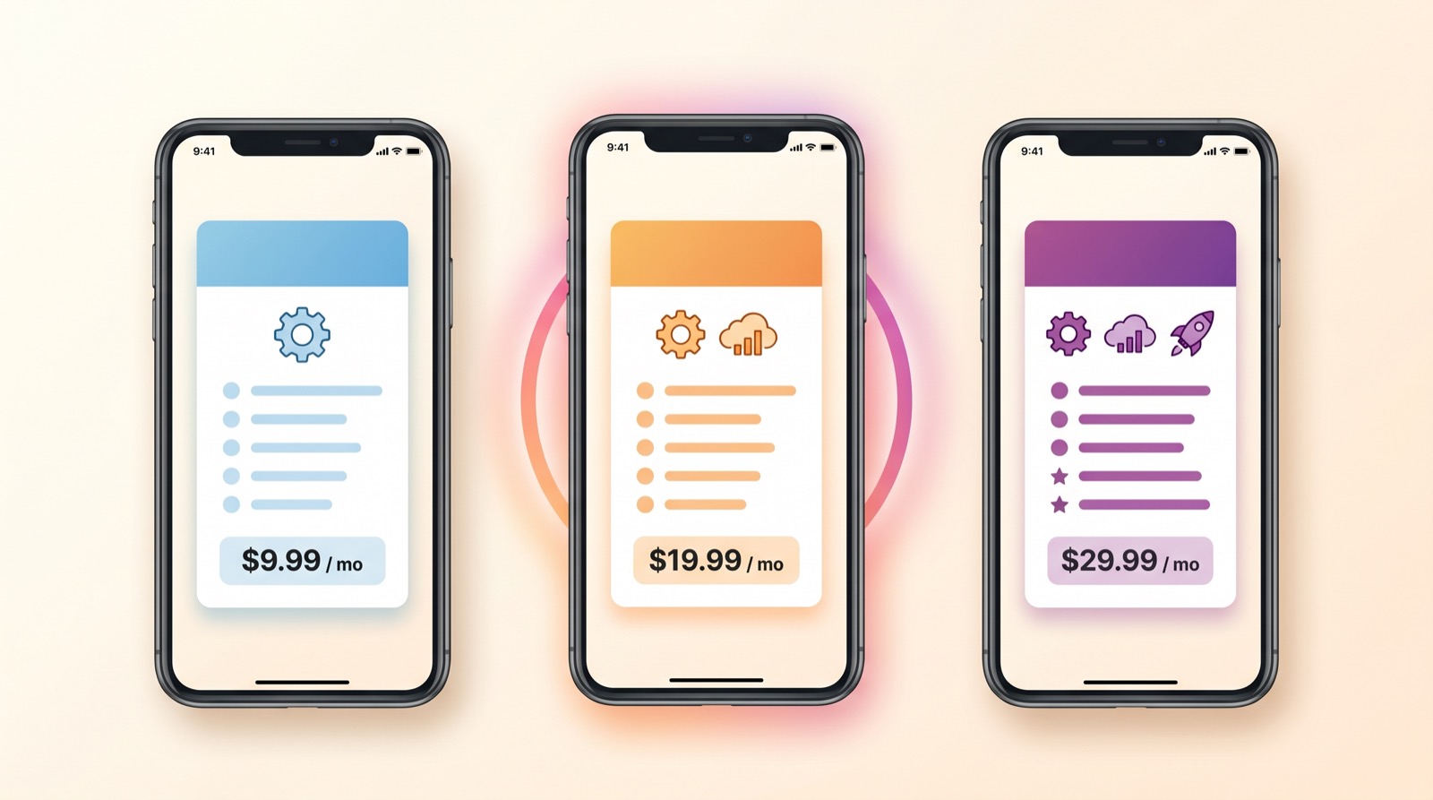 Instagram Plus subscription interface showing the three plan tiers on a phone screen