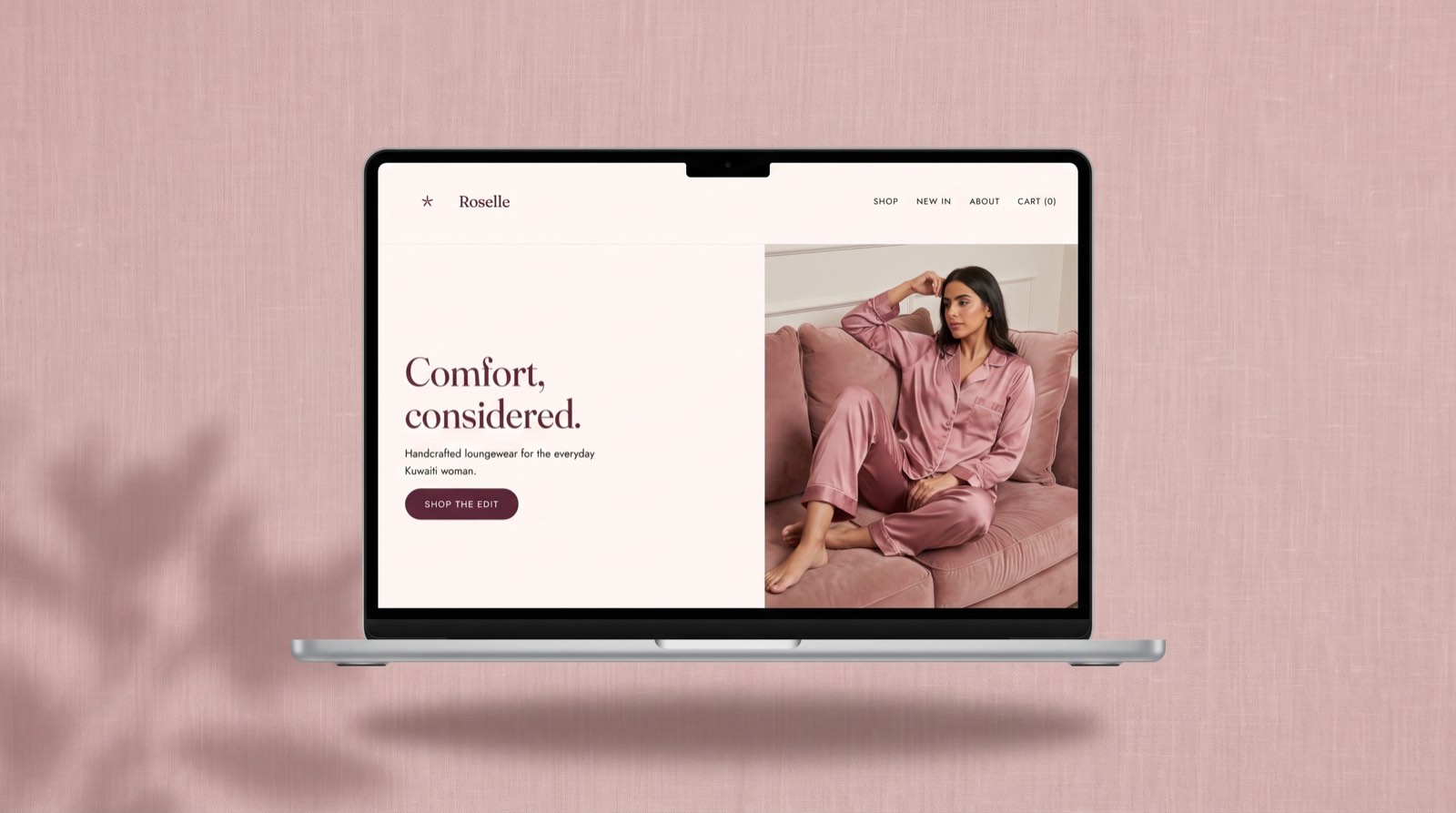 Roselle e-commerce website design concept on a laptop
