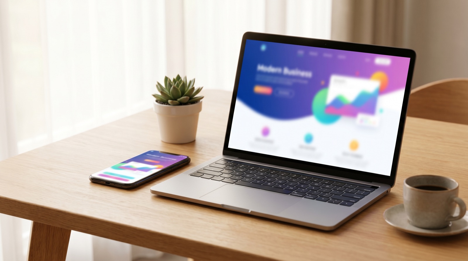 A modern Kuwait business website shown on a laptop and smartphone
