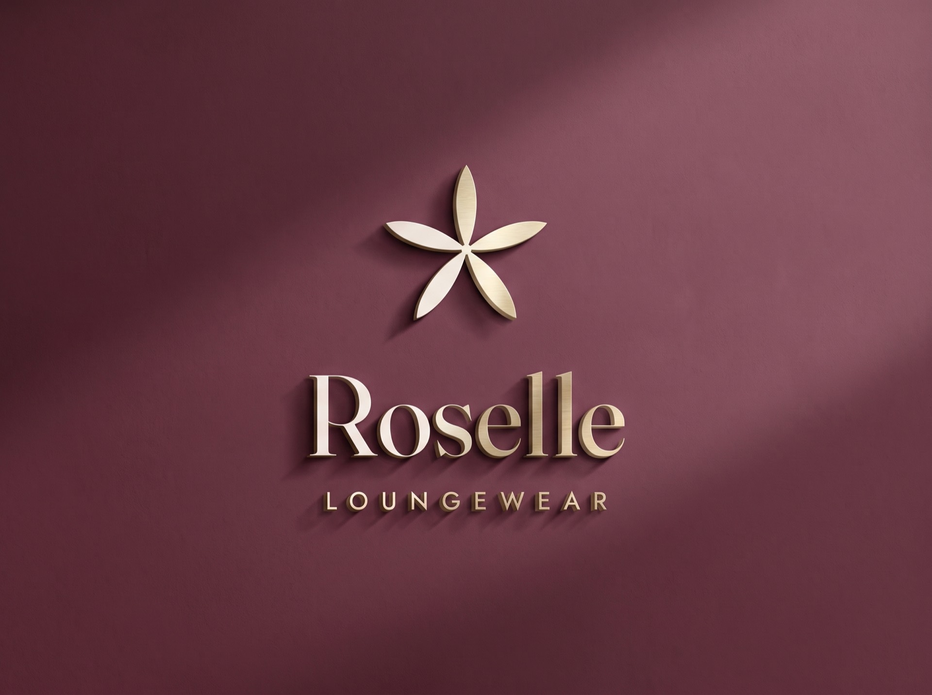 Dimensional Roselle logo signage on an interior wall
